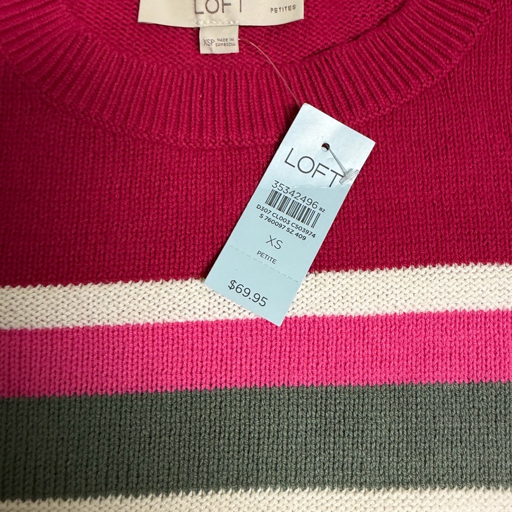 LOFT Colorful Striped Crew Neck Sweater NWT - Picture 13 of 14